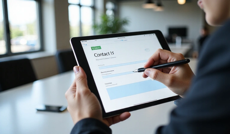 Person füllt ein Formular aus